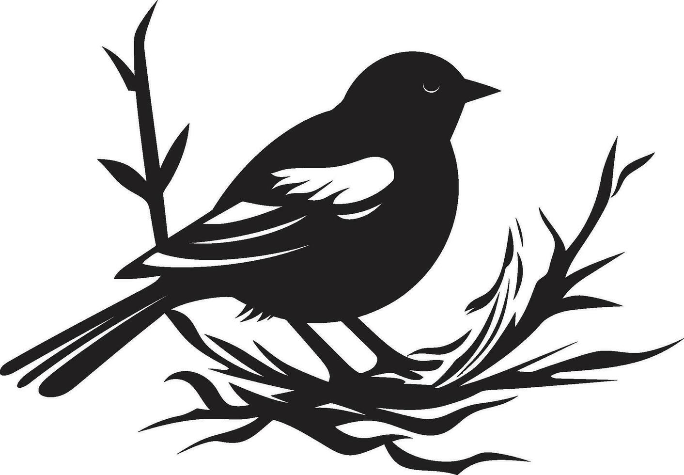 Avian Nesting Black Iconic Emblem WeaveCraft Bird s Nest Design vector