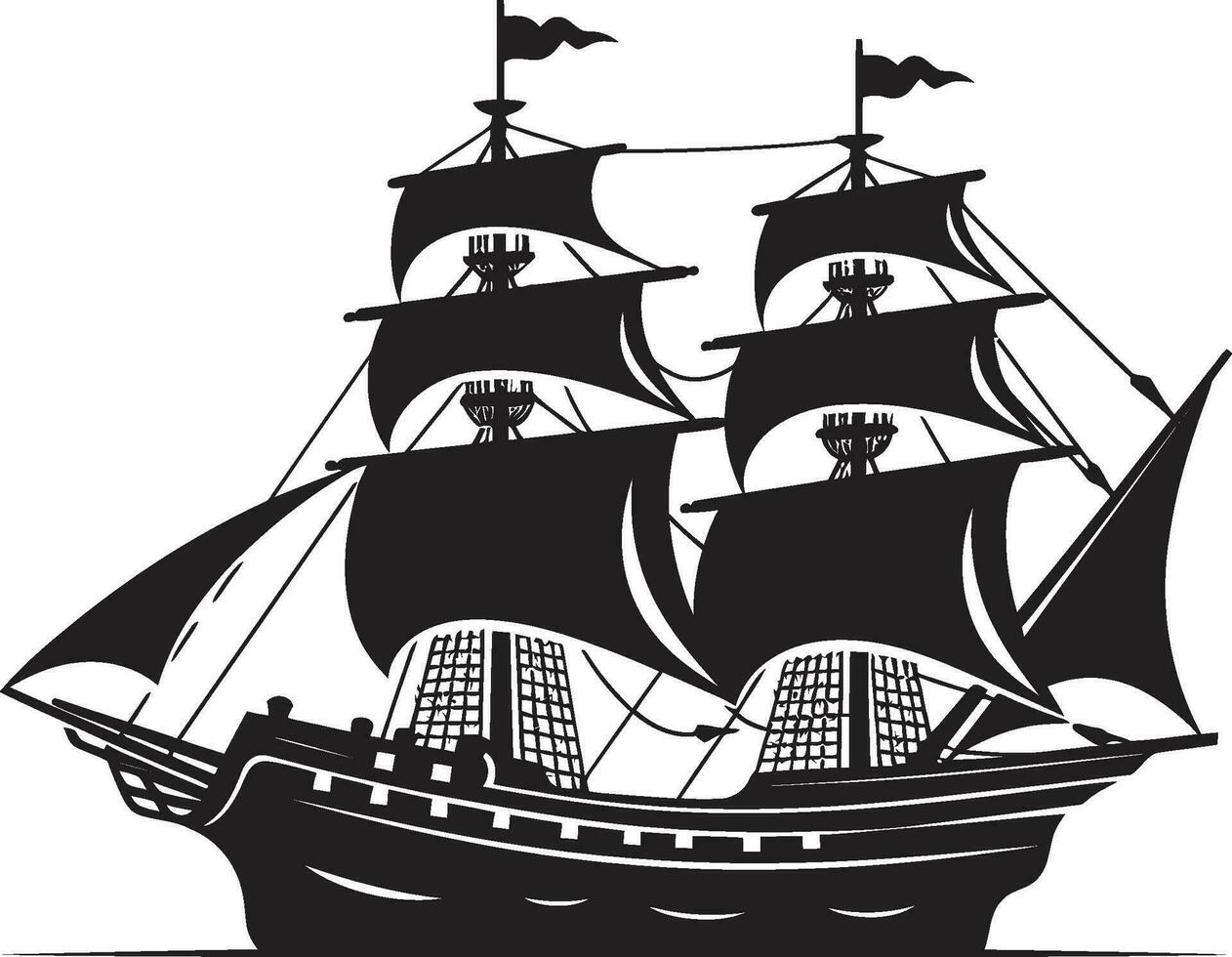 Ancient Seafaring Black Ship Icon Timeless Vessel Vector Ancient Ship