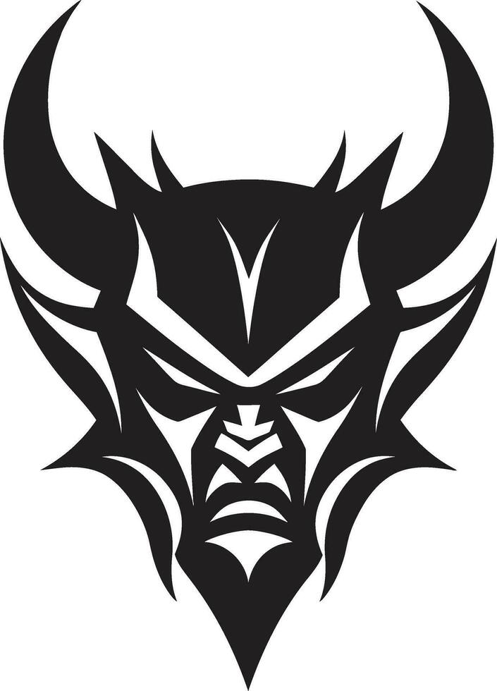 Demonic Menace Black Devil s Face in Aggressive Vector Dark Temptation Aggressive Devil s Face in Emblematic Black