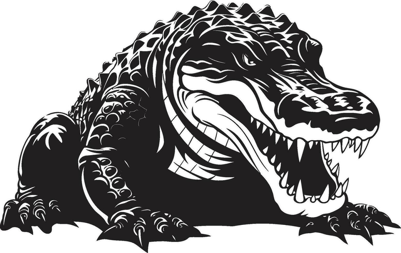 Lurking Majesty Vector Alligator Emblem Wilderness Scale Black Alligator Icon