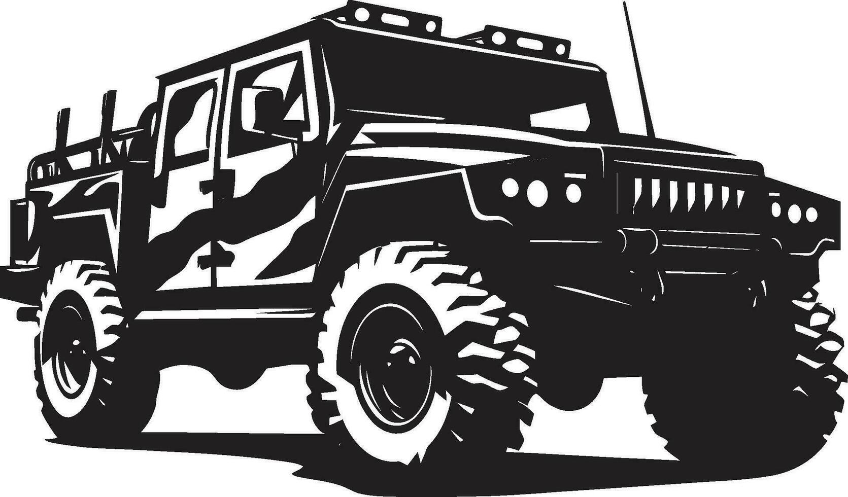 militar pionero 4x4 negro emblema batalla Listo transporte vector logo diseño