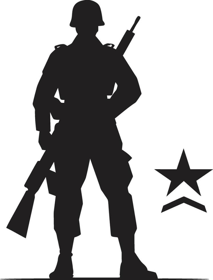 Battle Sentinel Armed Warrior Black Logo Defensive Vigilance Vector Black Soldier