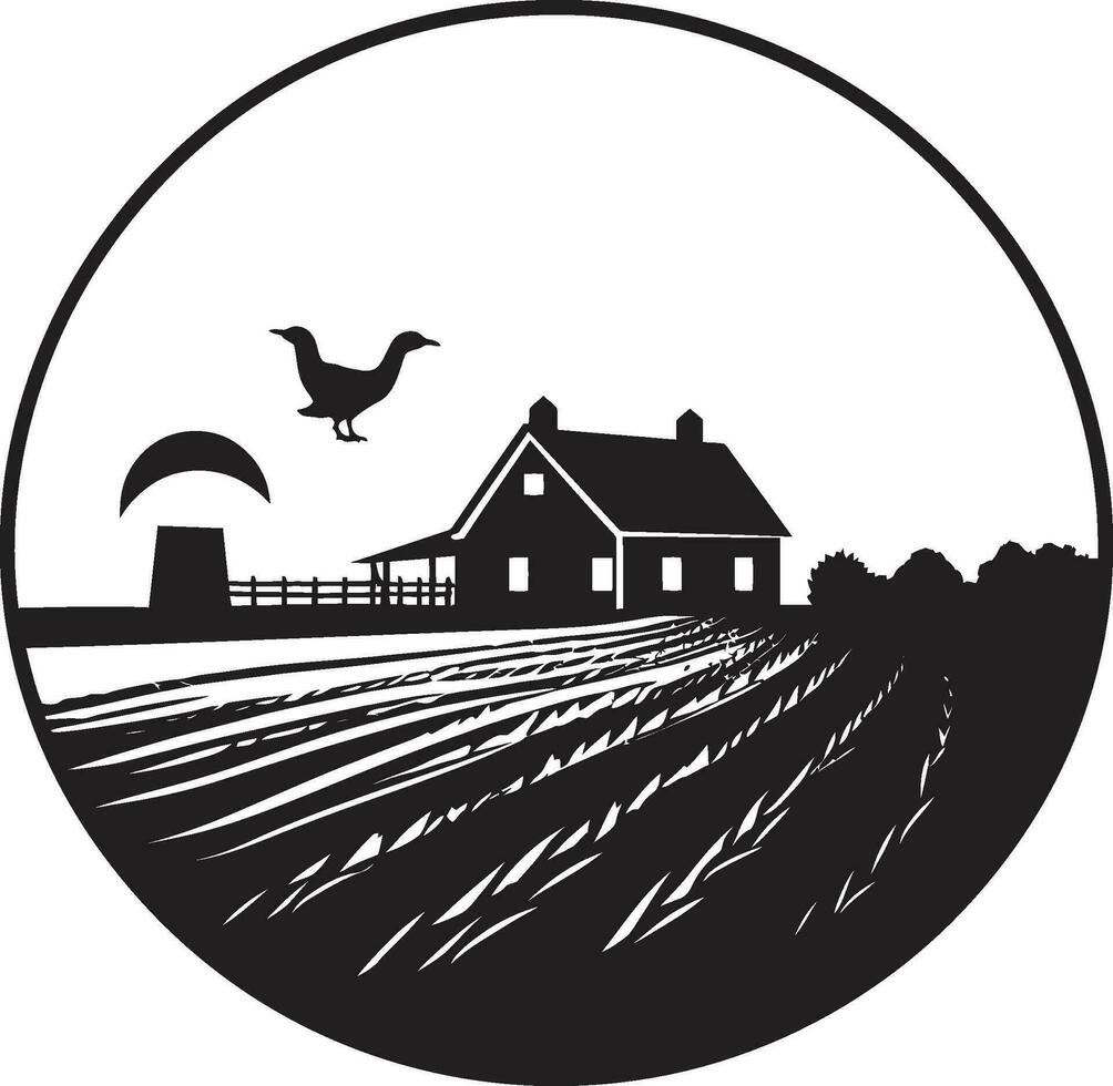 Nature s Harvest Vector Farmhouse Logo Harvest Sanctuary Black Icon for Farms