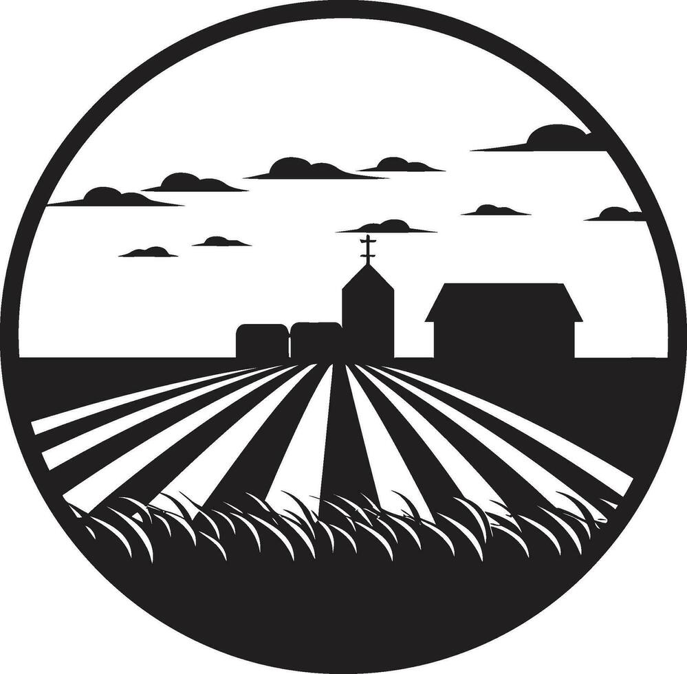 Harvest Heritage Black Vector Logo for Homesteads Rustic Serenity Agricultural Farmhouse Emblem