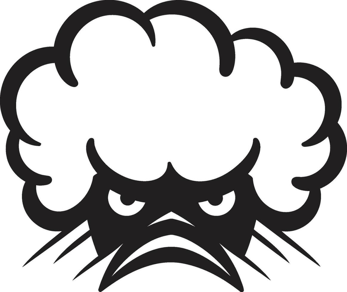 Stormy Rumble Black Cartoon Cloud Emblem Fuming Nimbus Angry Vector Cloud Icon