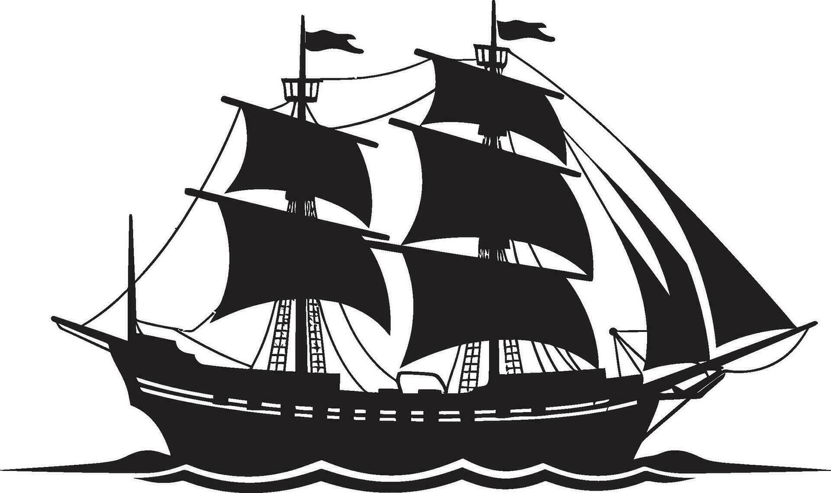 Ancient Maritime Vector Ship Emblem Legendary Odyssey Black Ship Logo