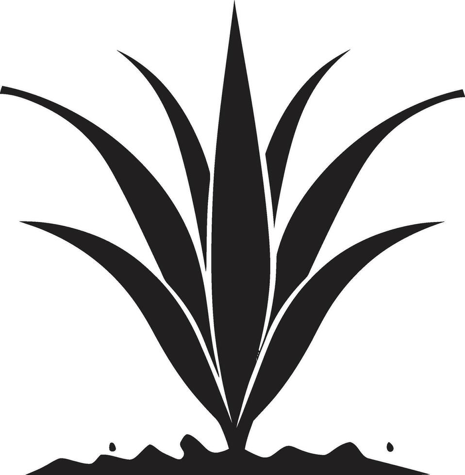 botánico aura áloe negro logo diseño curación esencia vector áloe planta negro