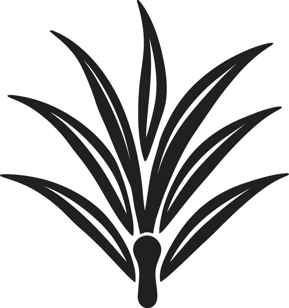 curación esencia vector áloe planta diseño herbario vitalidad negro áloe logo icono