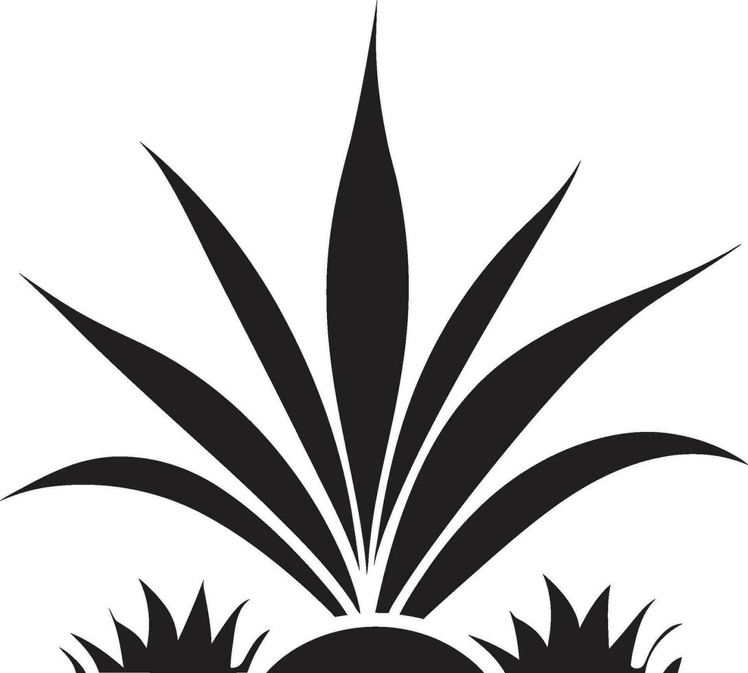 Organic Wellness Aloe Vera Black Logo Icon Natural Growth Aloe Plant Vector Emblem