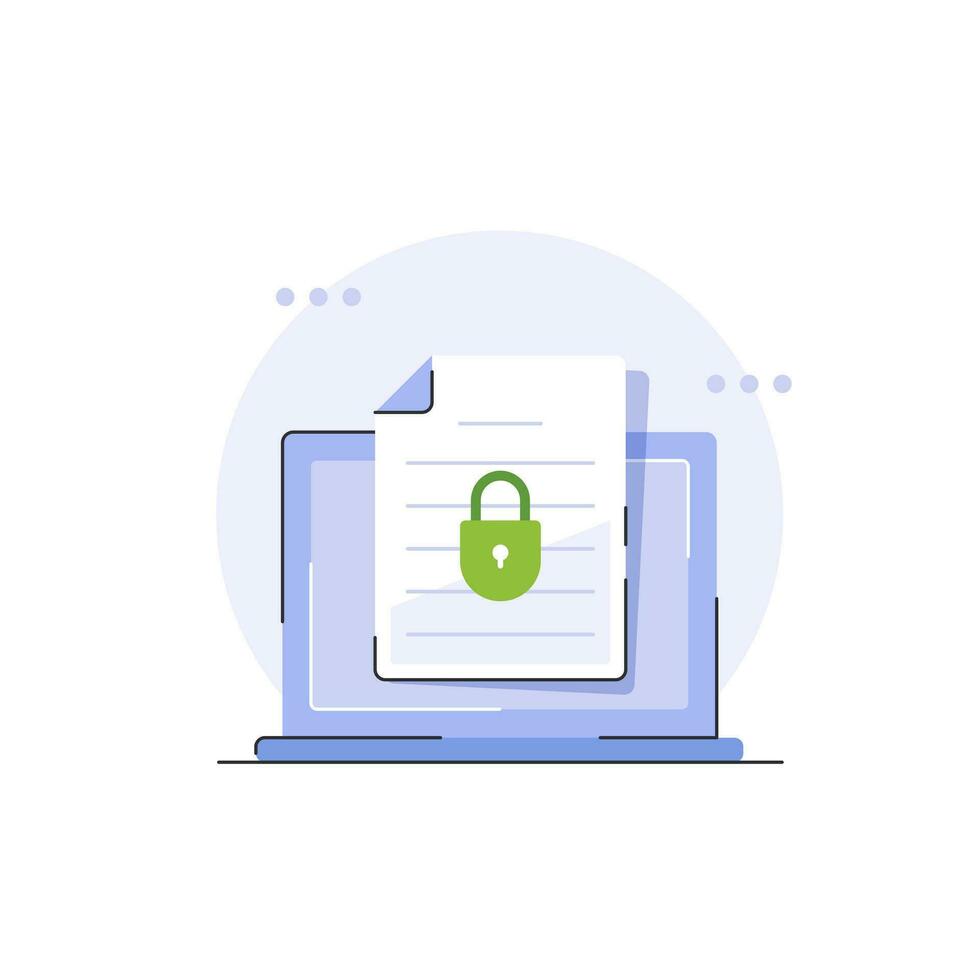 Secure confidential document online access with private lock,electronic safety doc data padlock symbol vector