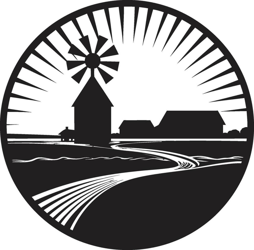 Rustic Elegance Black Vector Logo for Farm Life Countryside Essence Agricultural Farmhouse Icon