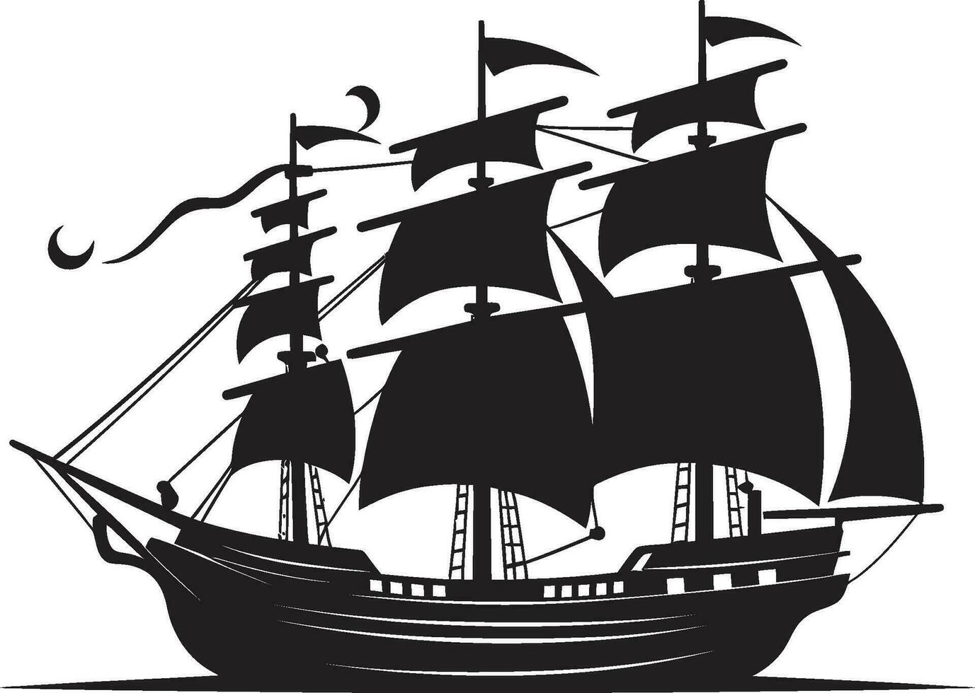 Weathered Seafarer Vector Ancient Ship Timeless Mariners Black Ship Vector Icon