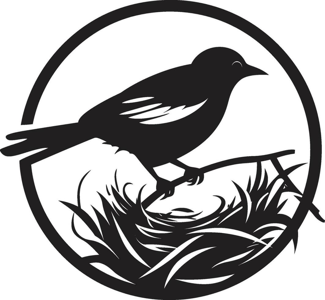 Flight Nest Black Bird Logo Icon Winged Craftsman Vector Nest Emblem