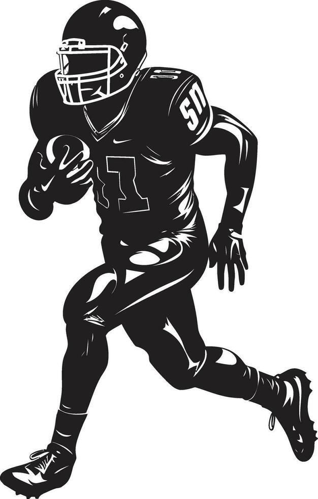 Gridiron King Vector American Football Player Touchdown Triumph Black Player Icon Design