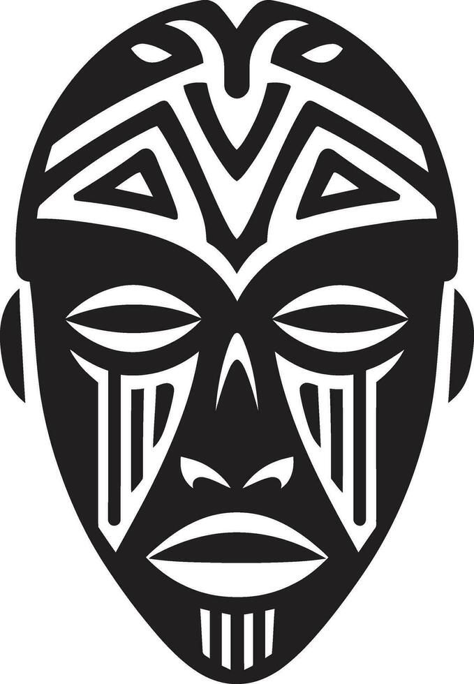 Ethnic Enigma African Tribal Mask Vector Emblem Tribal Treasures Black Logo Icon of African Mask