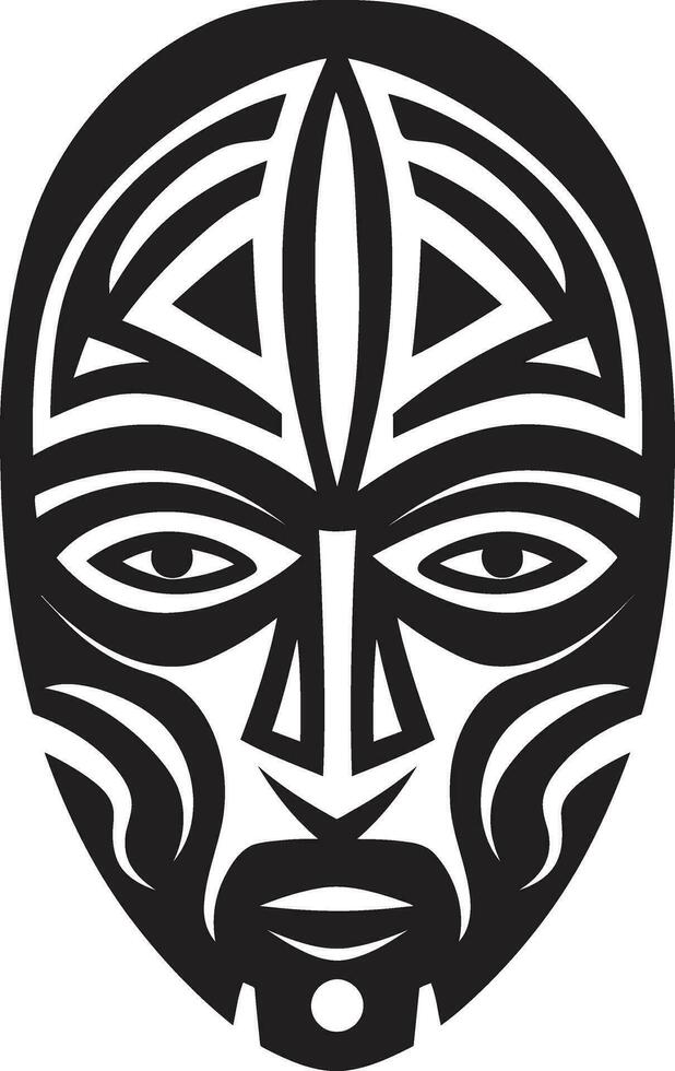 Ritualistic Threads African Tribe Mask Emblem Spiritual Heritage Black Logo of Tribal Mask vector