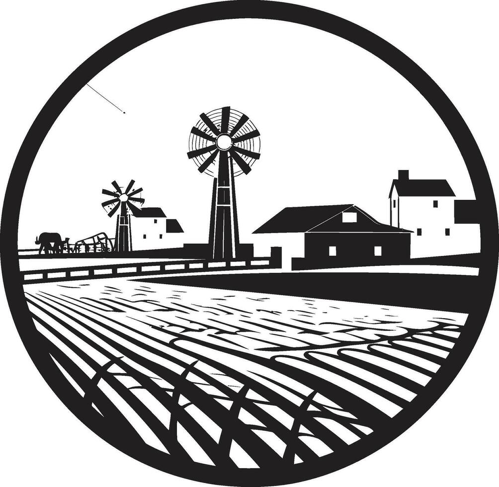Harvest Haven Black Vector Emblem Rural Refuge Farmhouse Icon