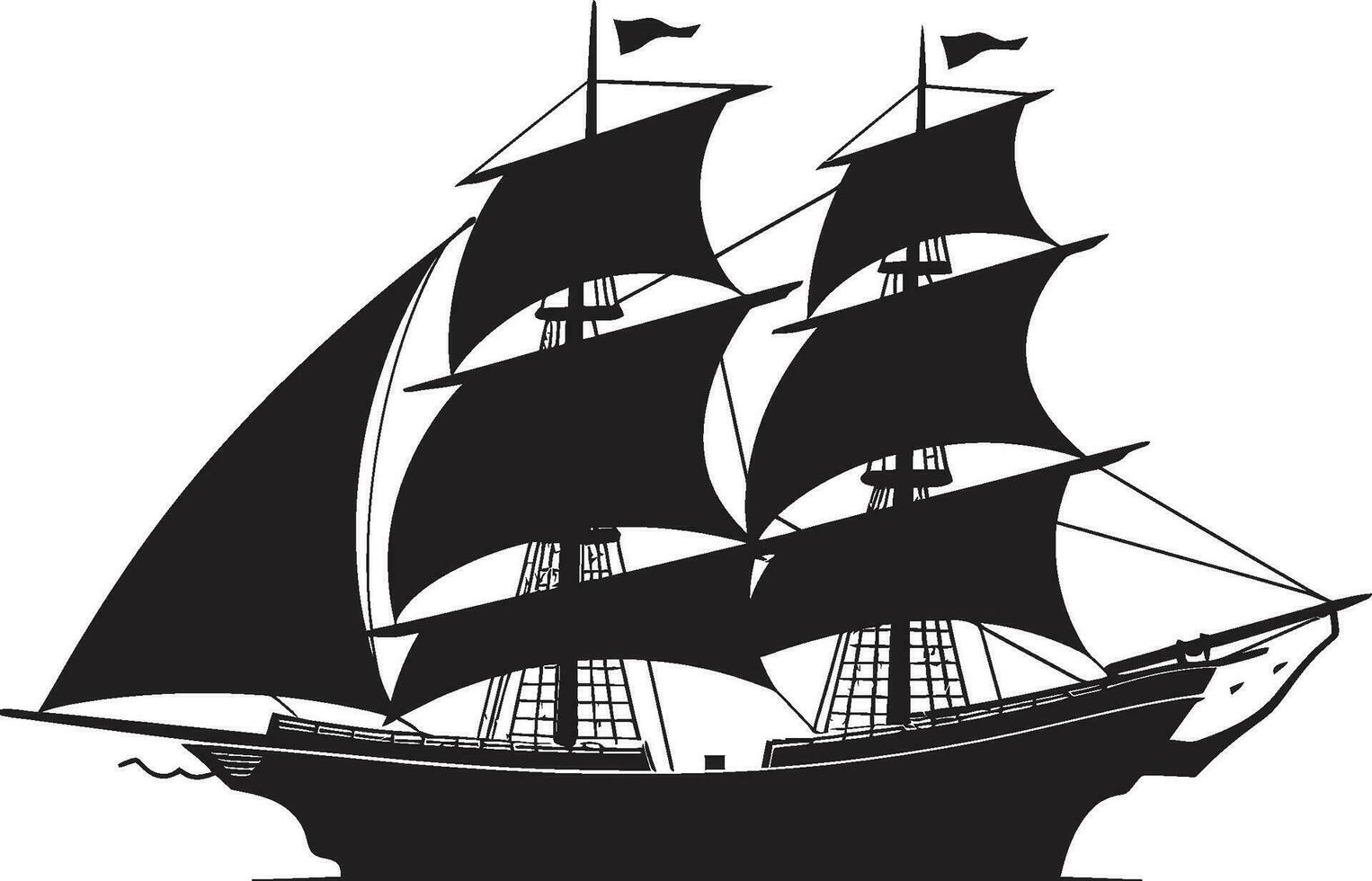 Oceanic Legacy Ancient Ship Emblem Vintage Odyssey Vector Ship Icon in Black