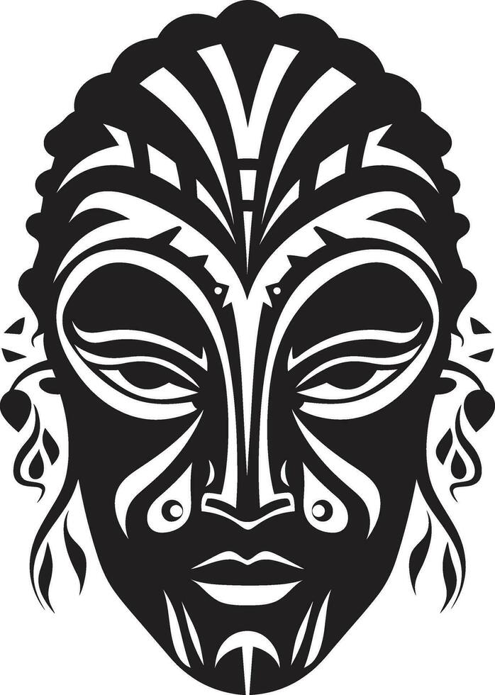 Ritualistic Impression Black Tribal Mask Spiritual Essence African Tribe Design vector