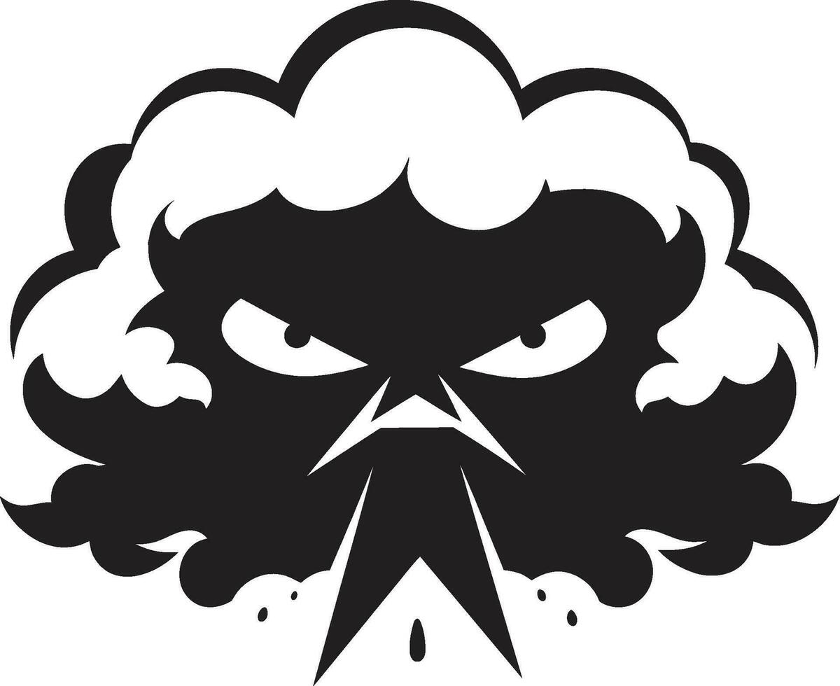 Dark Cyclone Vector Angry Cloud Emblem Raging Fury Black Cartoon Cloud Design