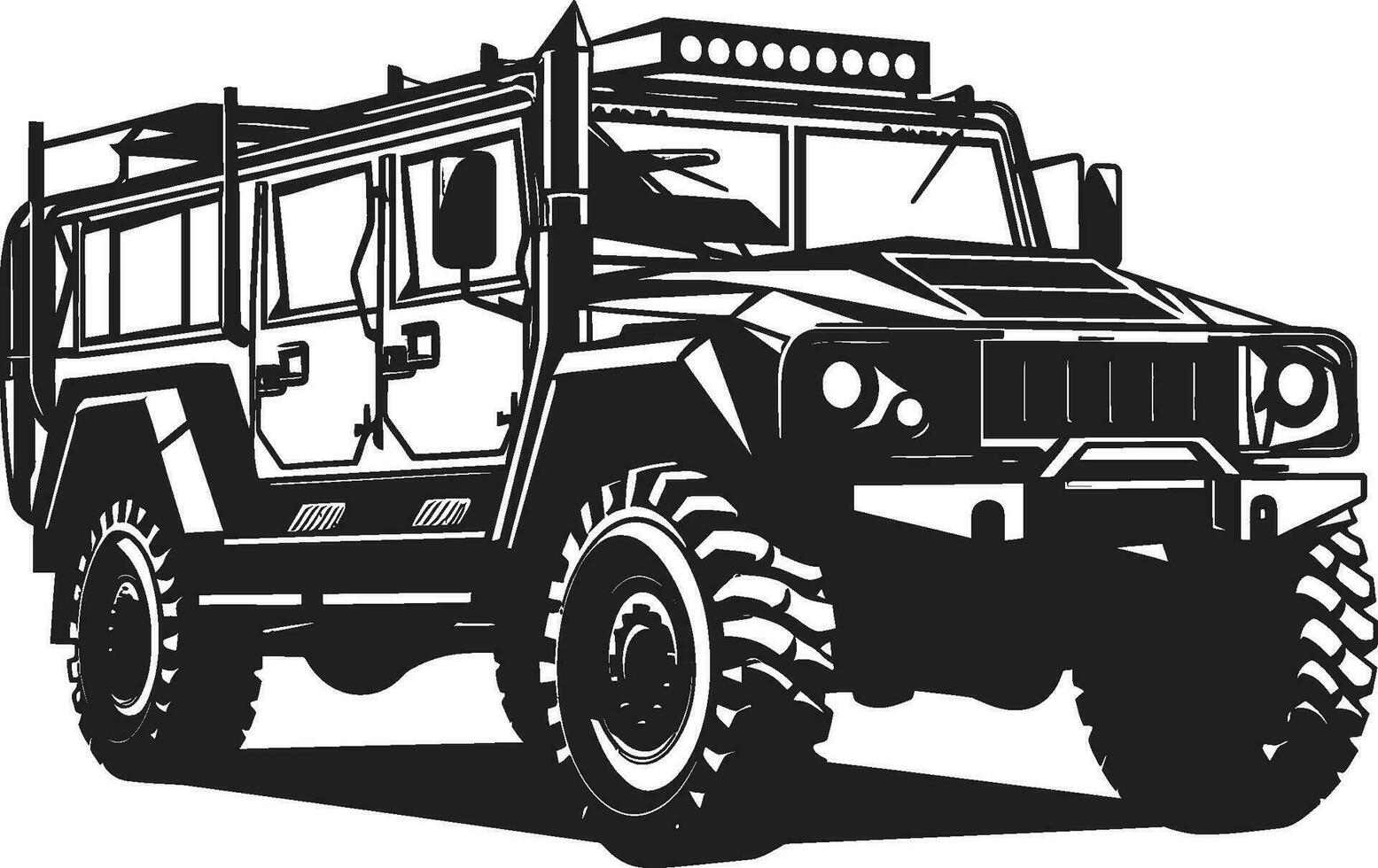 estratégico crucero 4x4 vector emblema defensivo expedición militar vehículo icono