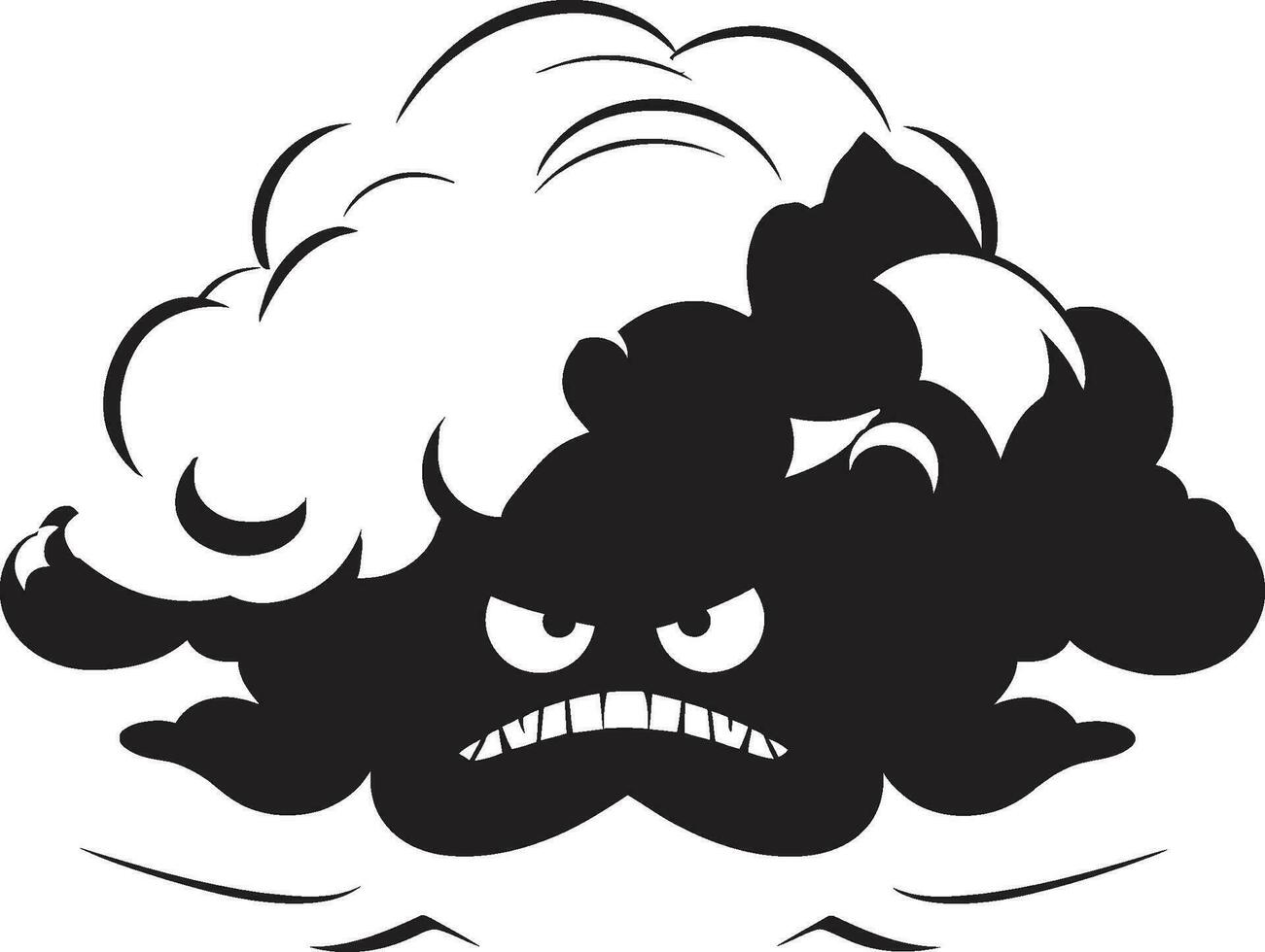 Fuming Cumulonimbus Black Angry Cloud Icon Enraged Thunderstorm Vector Angry Cloud Logo