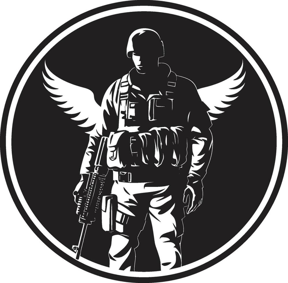combatiente vigilia vector soldado icono defensor s valor negro militar emblema