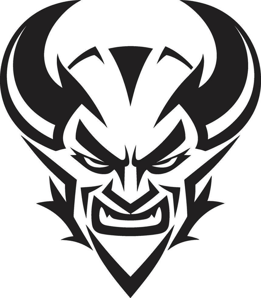 diabólico furia agresivo diablo s vector negro emblema infernal amenaza diablo s cara icono en negro vector