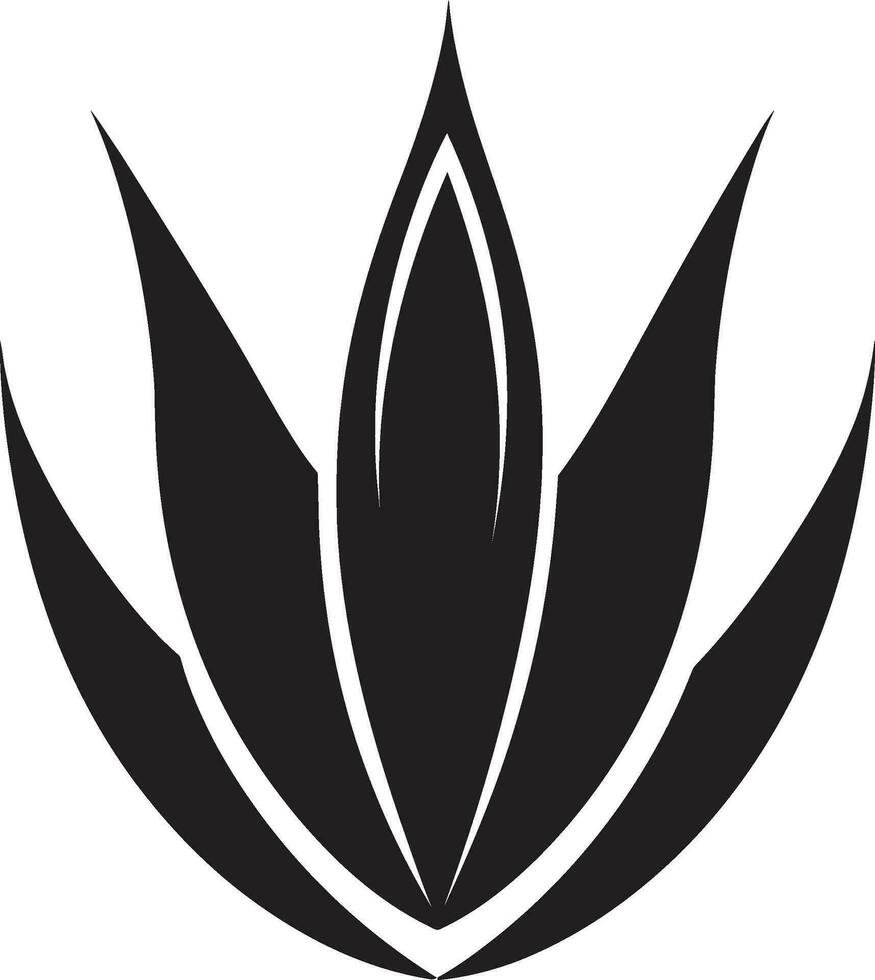 áloe serenidad vector negro planta emblema botánico esencia áloe vera negro logo icono
