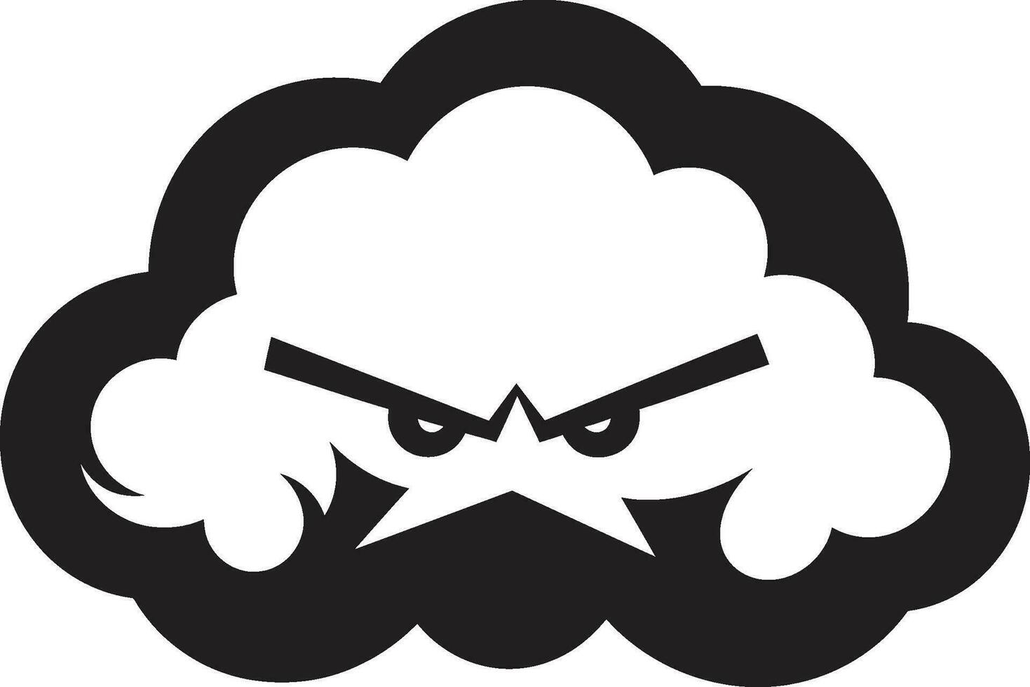 Furious Nimbus Angry Cartoon Cloud Icon Raging Storm Angry Vector Cloud Emblem