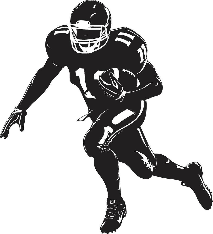 Athletic Dominance Black Football Player Victory Charge Football Vector Logo