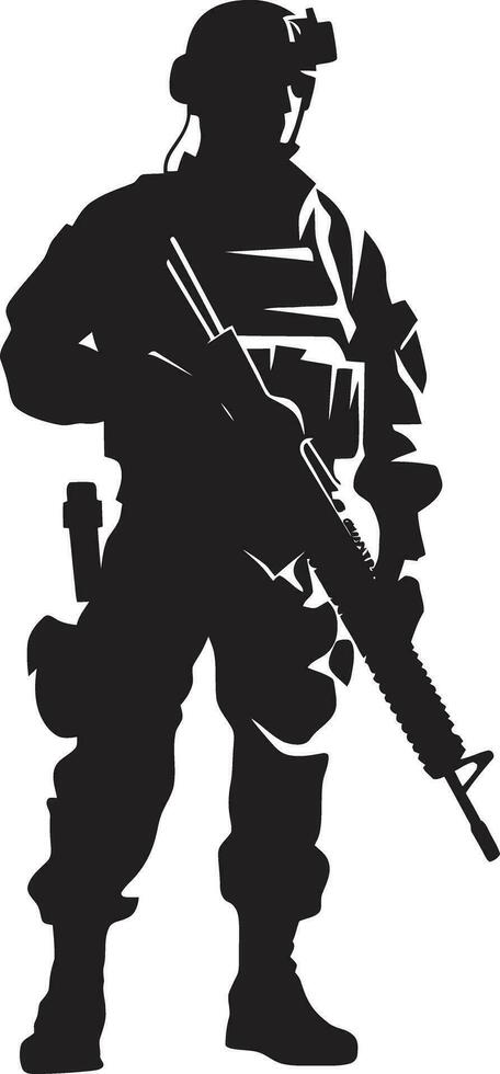 Battle Sentinel Armed Warrior Black Logo Defensive Vigilance Vector Black Soldier