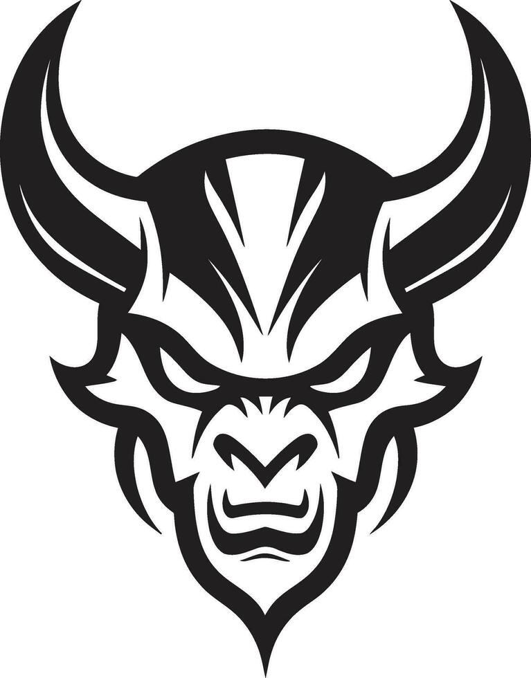 Malevolent Grin Black Devil s Icon Design Infernal Rage Aggressive Devil s Face Vector