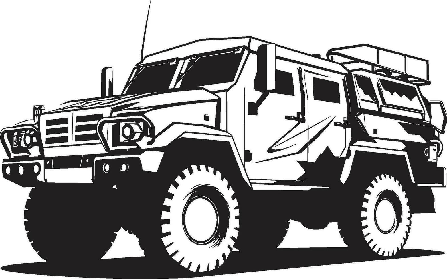 estratégico crucero 4x4 vector emblema defensivo expedición militar vehículo icono