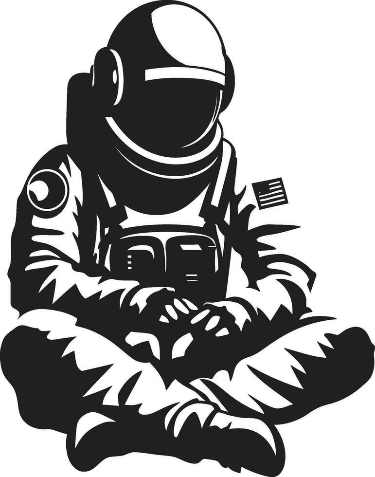 Cosmos Trailblazer Black Helmet Logo Galactic Explorer Astronaut Emblem Design vector