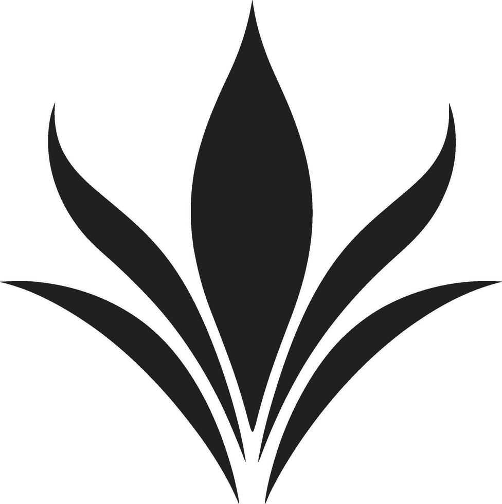 Healing Essence Black Vector Aloe Design Herbal Renewal Vector Aloe Plant Emblem in Black