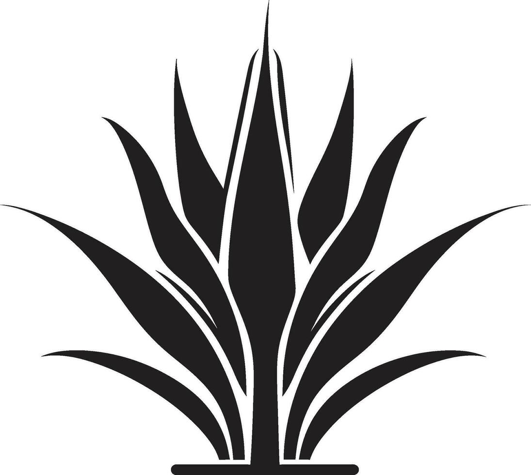 Herbal Radiance Aloe Plant Vector Icon Organic Aura Black Vector Aloe Emblem