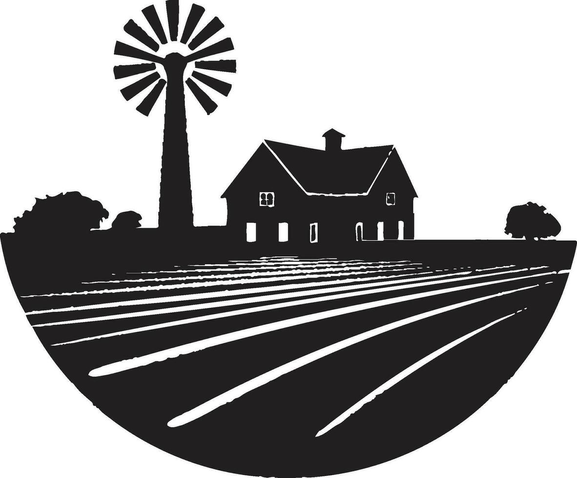 Farmstead Essence Black Vector Logo for Agriculture Homestead Sanctuary Agricultural Farmhouse Emblem