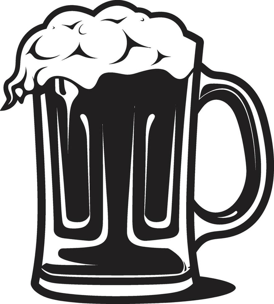 Frothy Pint Black Beer Glass Icon Barrel Brew Vector Beer Emblem