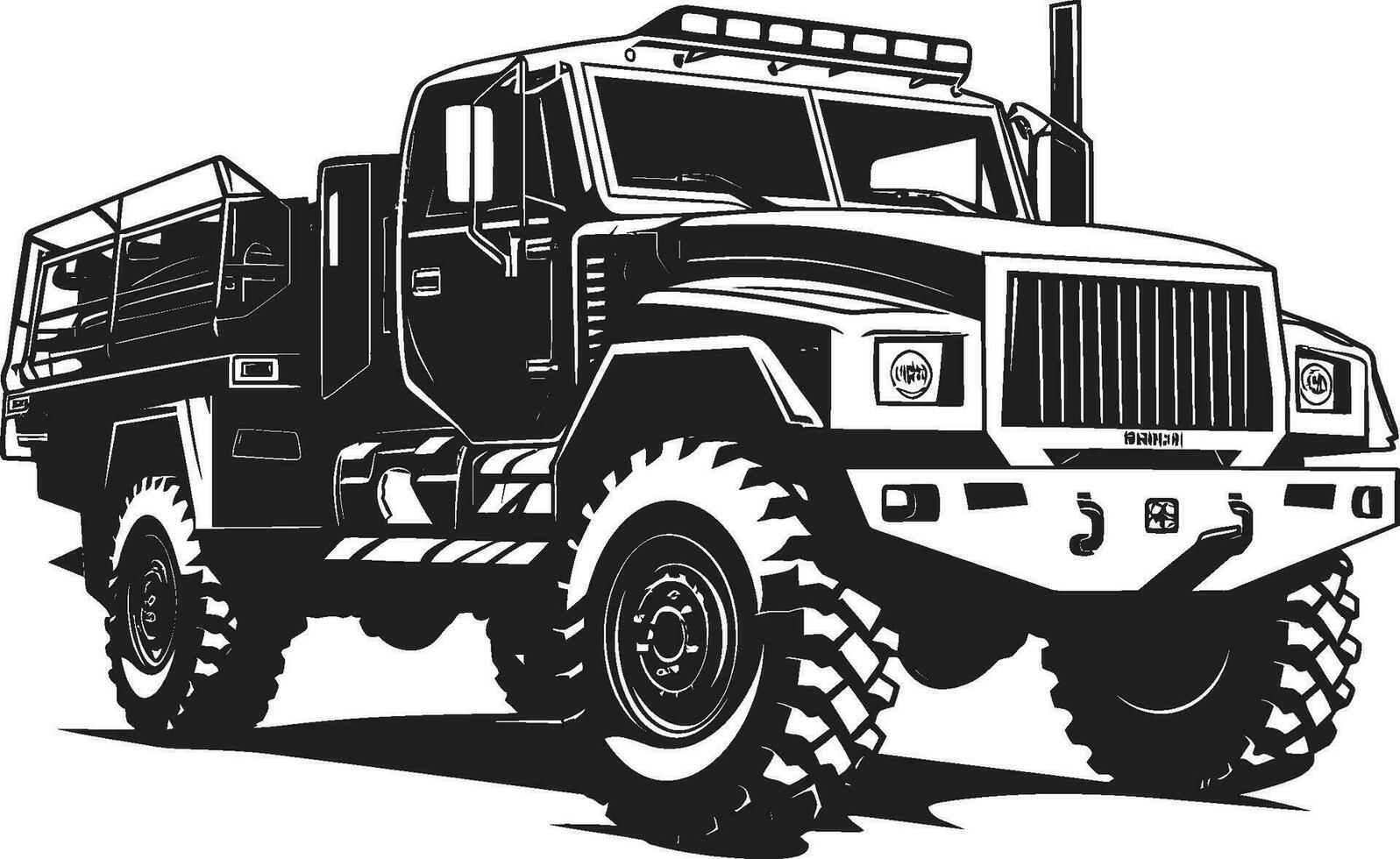 combate crucero Ejército vehículo vector icono táctico transporte negro 4x4 emblema