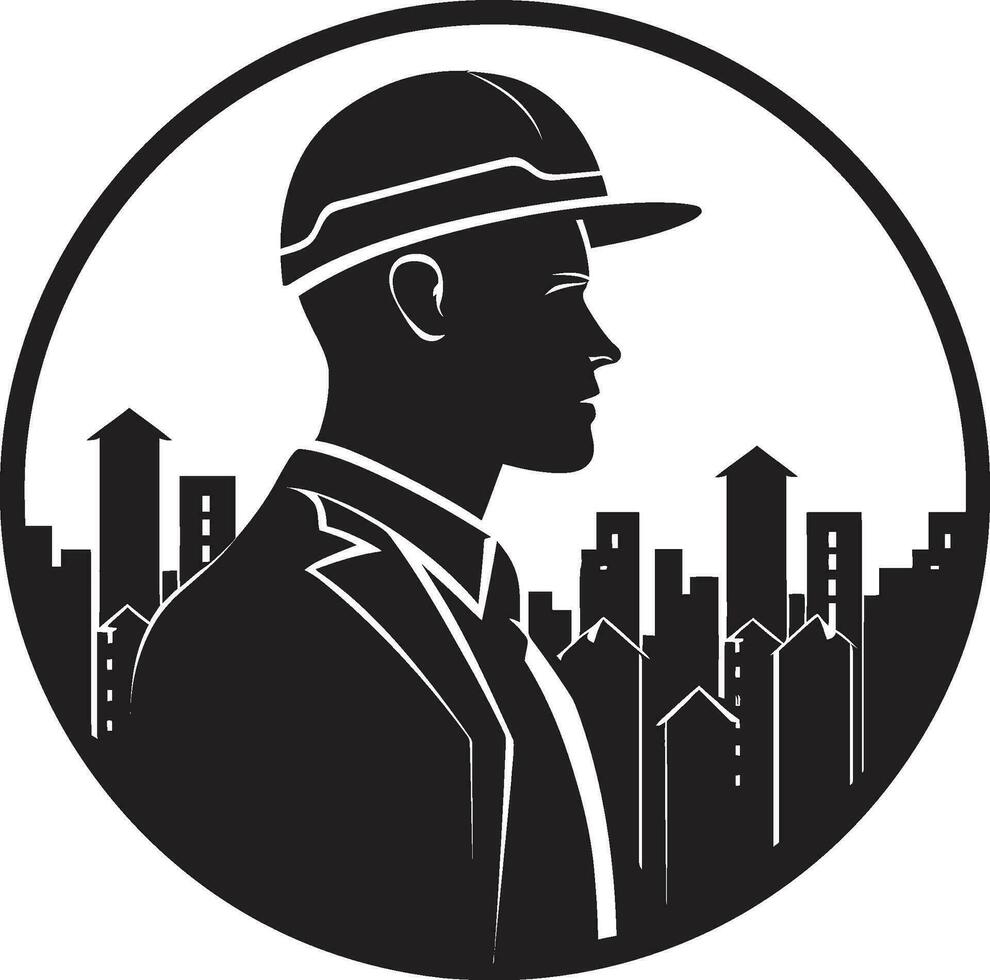 Urban Architect Vector Man Logo in Black Design Luminary Architect Iconic Emblem