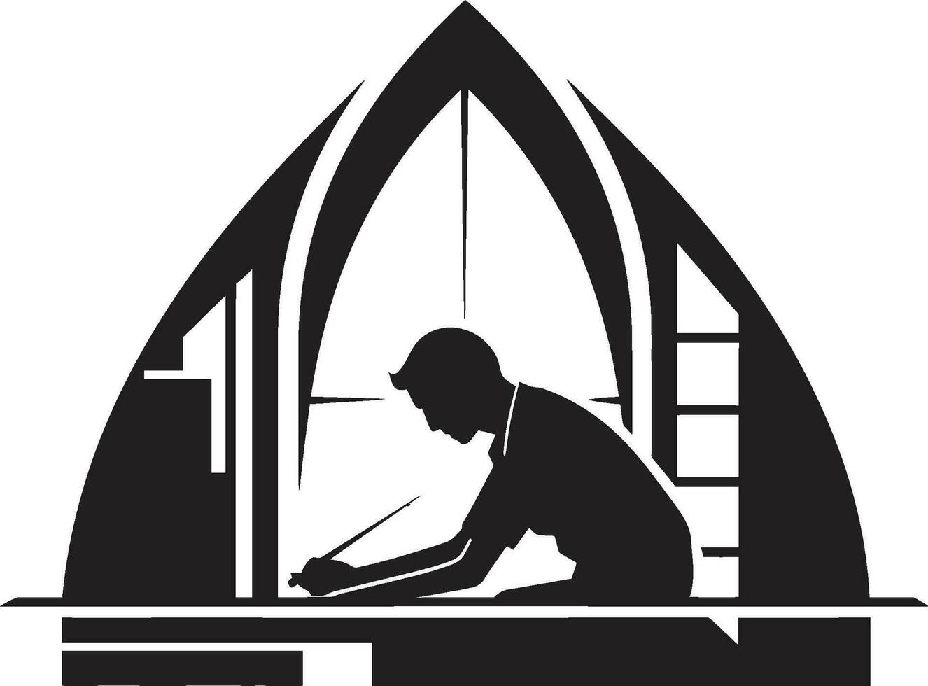 Master Builder Black Vector Icon Design Urban Architect Vector Man Logo in Black