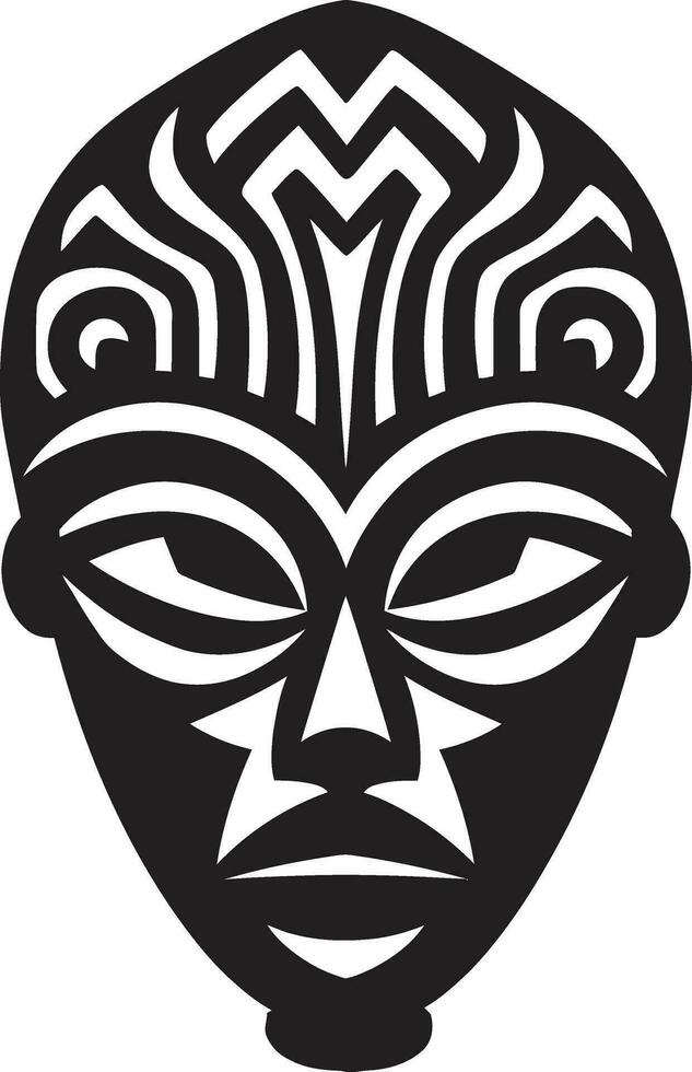 Ritualistic Enigma African Tribe Mask in Vector Spiritual Heritage Iconic Tribal Mask Logo Design