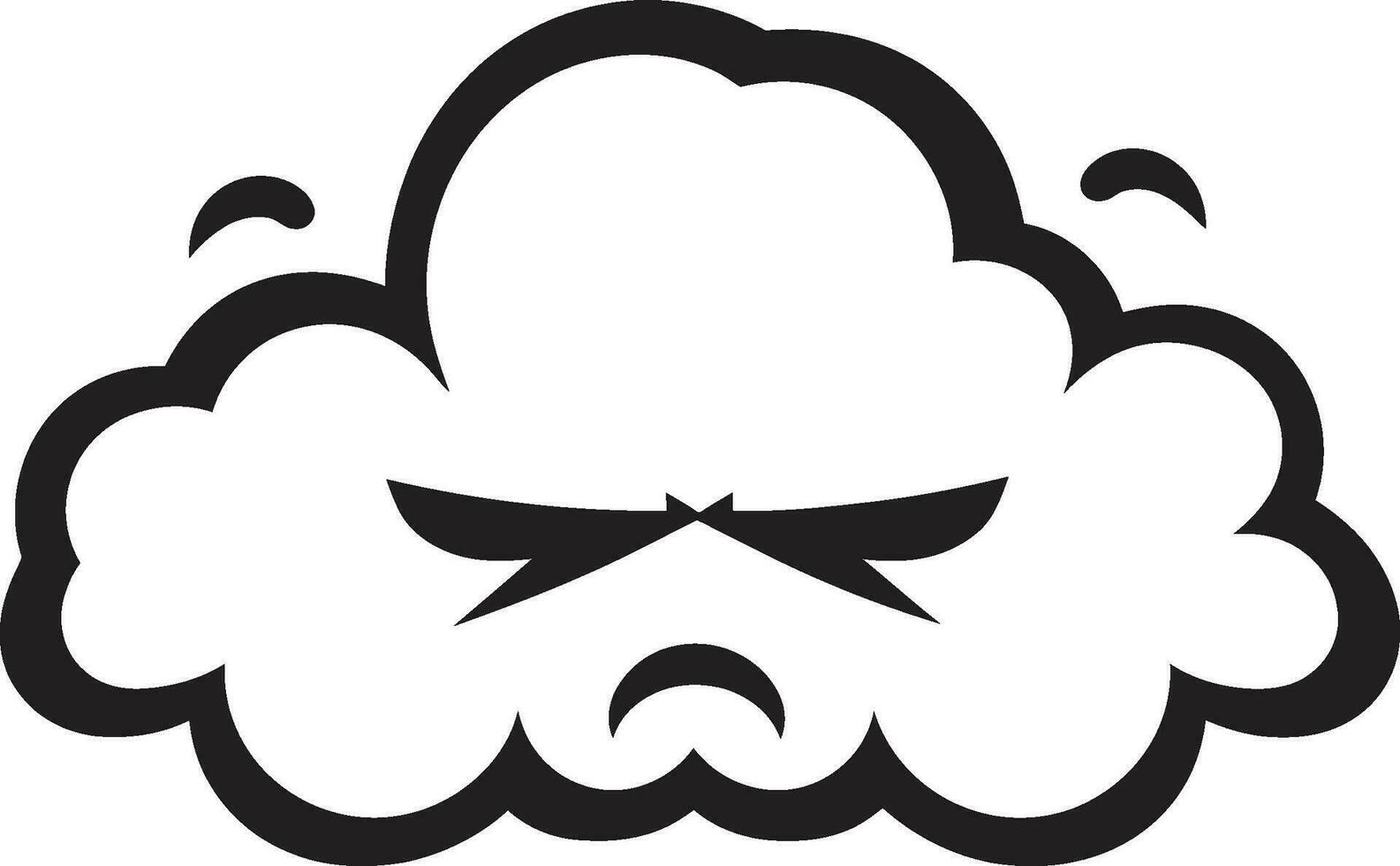 Agitated Vapor Vector Angry Cloud Emblem Raging Storm Black Cartoon Cloud Icon
