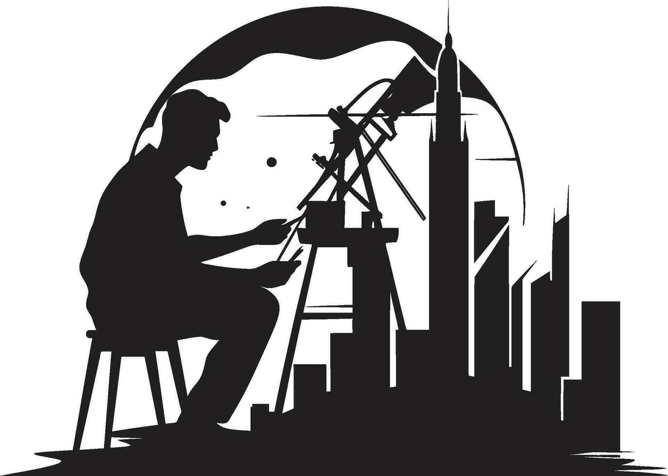 Building Artistry Vector Black Logo Man Construction Prodigy Architect Icon Design