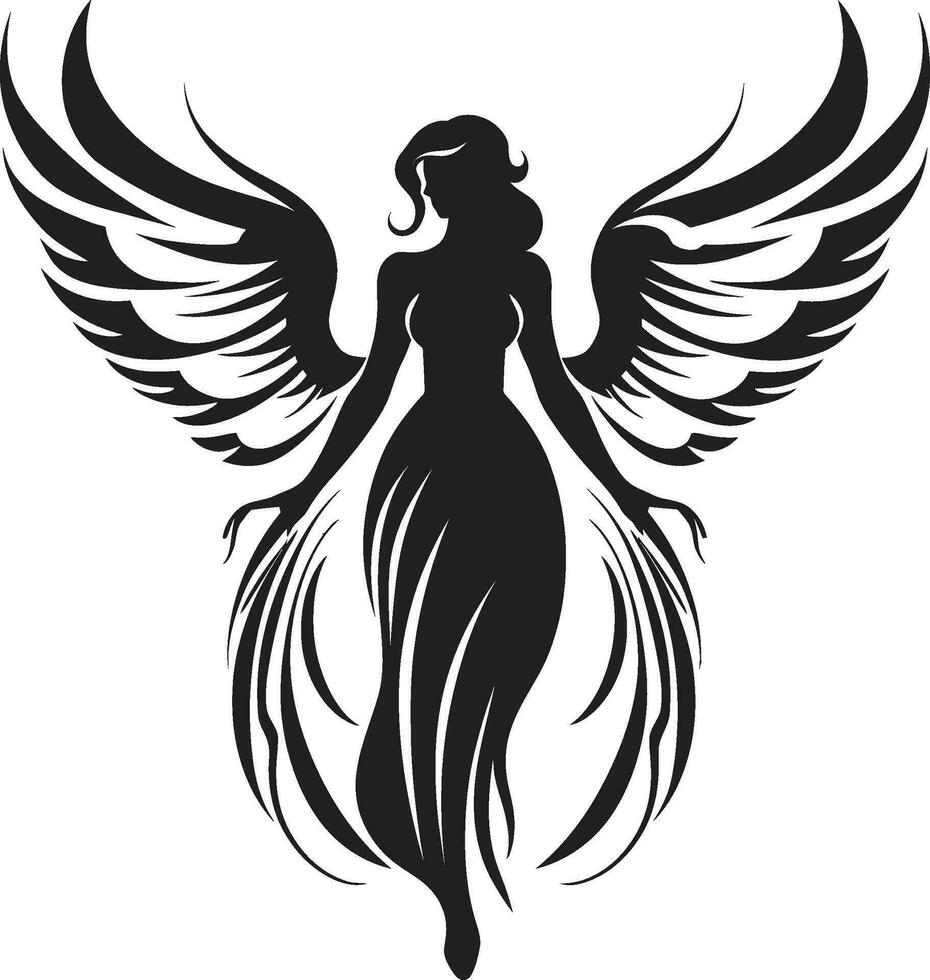 Divine Harmony Angelic Emblem Design Ethereal Guardian Vector Angel Icon