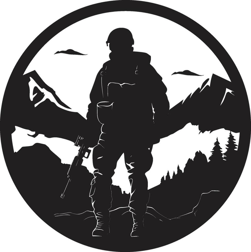 Battle Sentinel Armed Warrior Black Logo Defensive Vigilance Vector Black Soldier