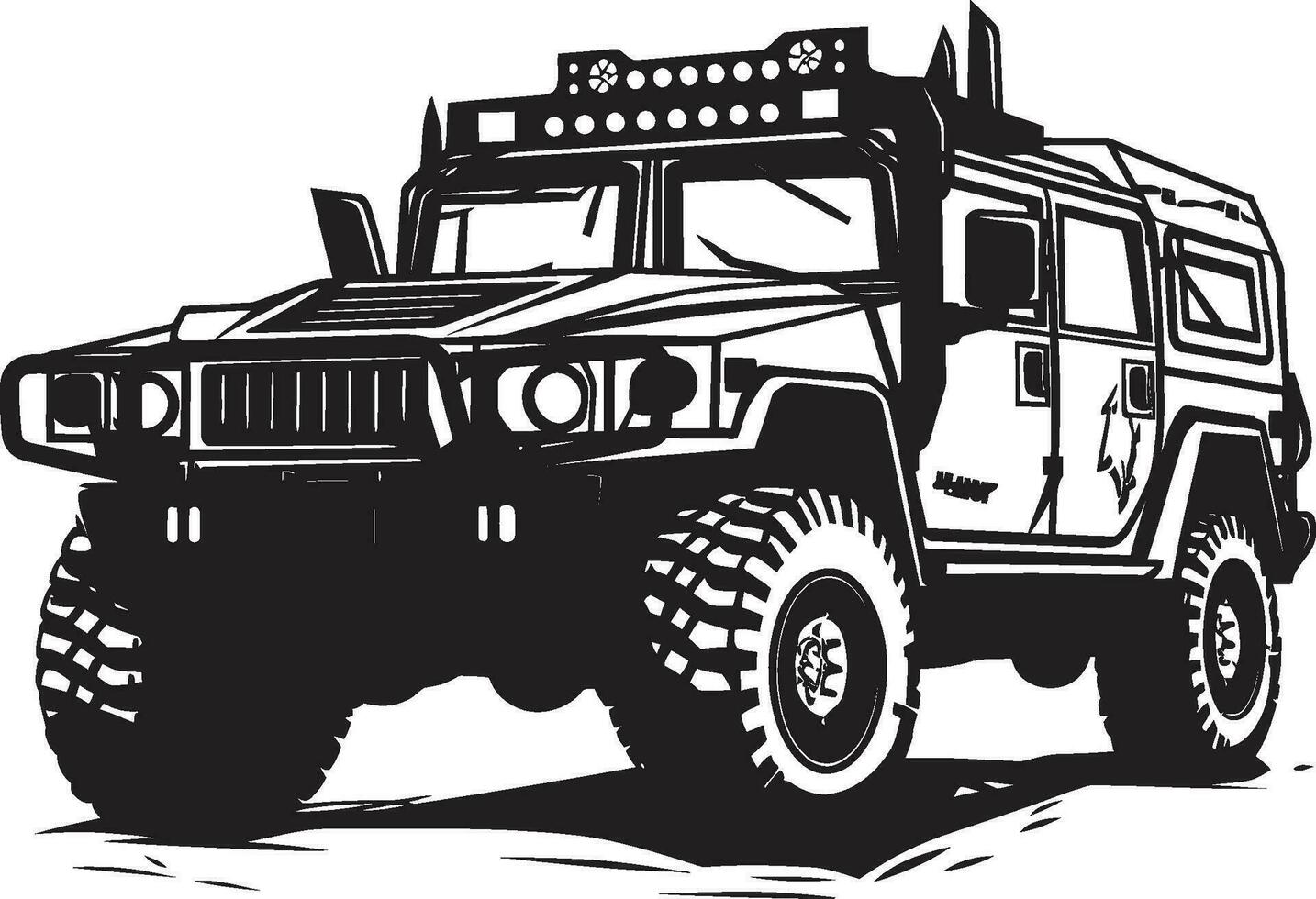 Pathfinder Reconnaissance Black SUV Icon Strategic Rover 4x4 Black Emblematic Design vector