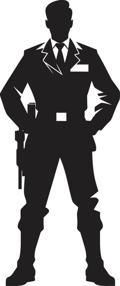 combatiente vigor armado soldado negro icono batalla Listo centinela armado hombre del ejército vector emblema