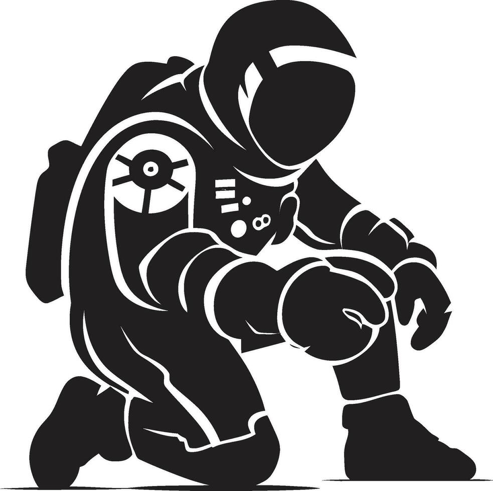 Celestial Explorer Astronaut Emblematic Design Zero Gravity Trailblazer Black Space Logo vector